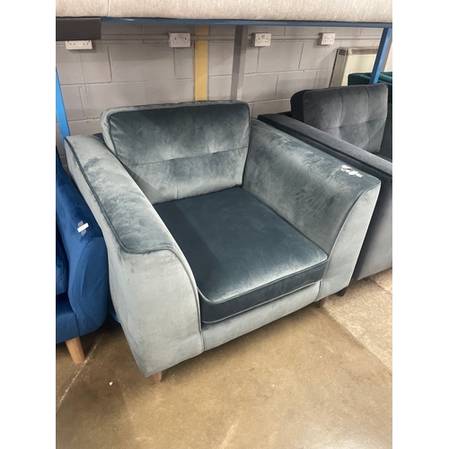 1450 - A pewter velvet armchair