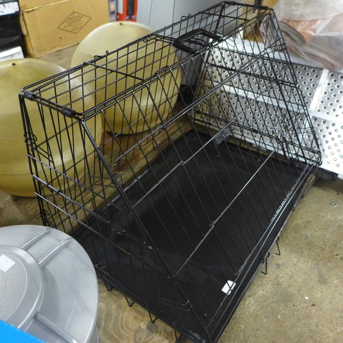 2415 - A in car dog crate, car dog guard and Doggie Dooley dog waste disposal system