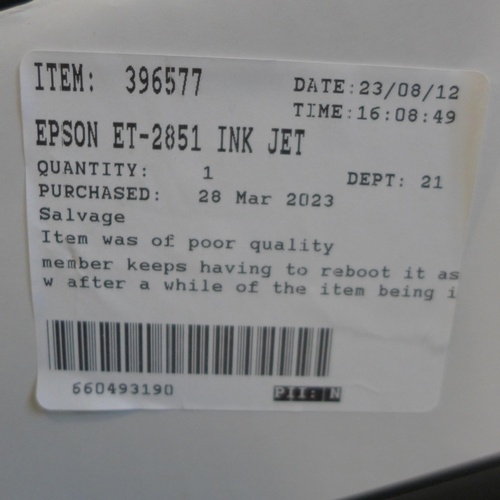 3020 - Epson ET-2851 Ink Jet Printer, original RRP £194.99 + VAT (306-66) * This lot is subject to VAT