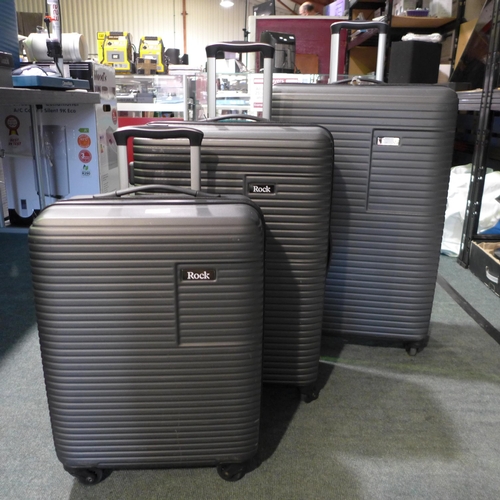 3049 - Rock 3 Piece Grey Suitcase Set, original RRP £141.66 + VAT (306-341) * This lot is subject to VAT