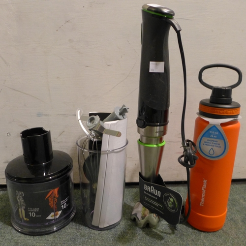 3079 - Braun Hand Blender (model:- MQ9138XI) and Stainless Steel Thermoflask With Spout (240z) (306-141,142... 