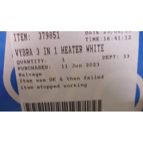 3095 - Vybra 3-In-1 White Heater with Remote original RRP £119.99 + VAT (306-117) * This lot is subject to ... 