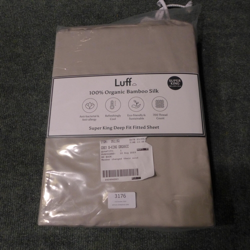 3176 - Grey Superking Organic Bamboo Fitted Sheet (306-360) * This lot is subject to VAT