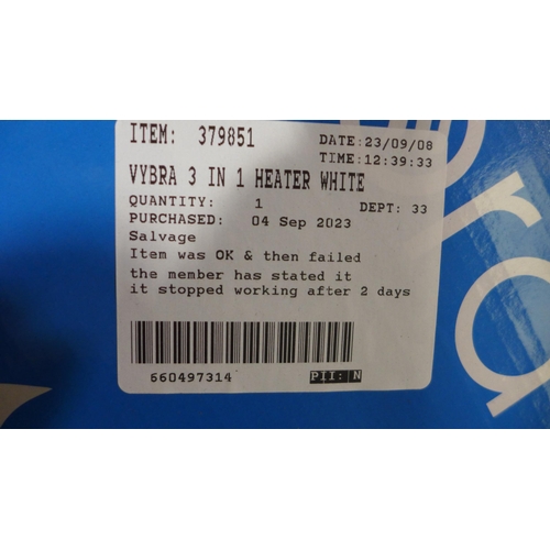 3210 - Vybra 3-In-1 White Heater With Remote, original RRP £119.99 + VAT (306-361) * This lot is subject to... 