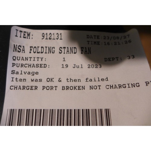 3006 - NSA Folding Stand Fan (306-808) * This lot is subject to VAT