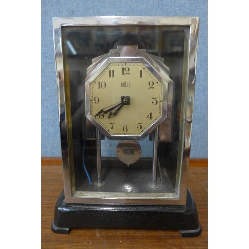 331 - An Art Deco Bulle oak and chrome cased electric mantel clock