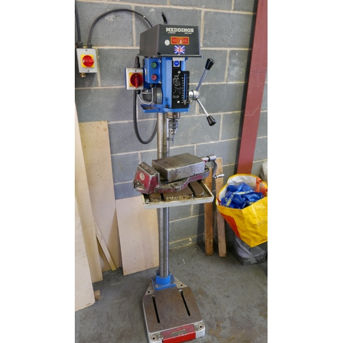 6 - A Meddings Compact MK2 pillar drill and machine vice. Item is offered for sale in situ at Strelley, ... 