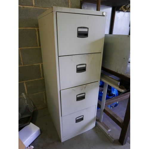 15 - A four-drawer steel filing cabinet in grey. Item is offered for sale in situ at Strelley, Nottingham... 