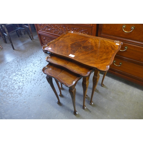 157 - A burr walnut nest of tables