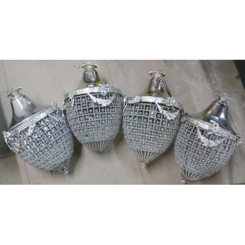 296 - A set of four French Empire style pear shaped chandeliers