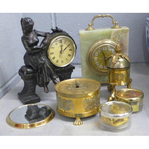 1098 - Three clocks, two small music boxes and a timer, etc. **PLEASE NOTE THIS LOT IS NOT ELIGIBLE FOR POS... 