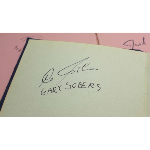 616 - A folder of cricket ephemera and two late 1960s early 1970s autograph books including local cricket ... 