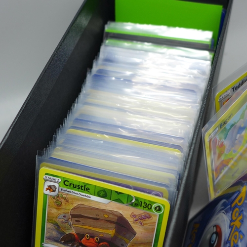 627 - 220 Holographic Pokemon cards in protective sleeves