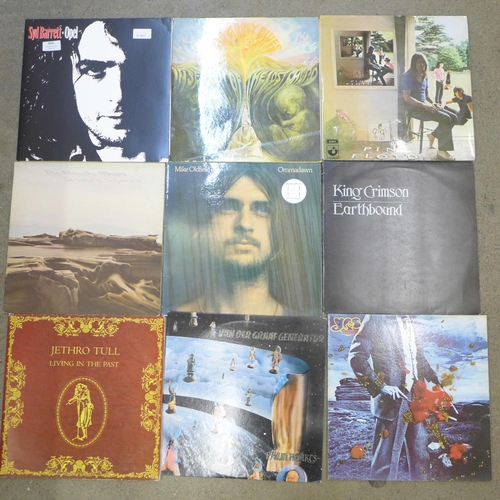 664 - Ten rock and prog rock LP records, Pink Floyd and King Crimson, etc.