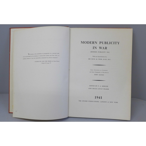 681 - One volume; Modern Publicity in War, 1941, John Gloag, The Studio Publications