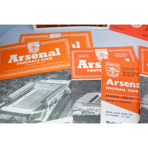 688 - Football programmes; Arsenal home programmes versus overseas opposition, 17 games including Grasshop... 