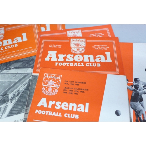 688 - Football programmes; Arsenal home programmes versus overseas opposition, 17 games including Grasshop... 