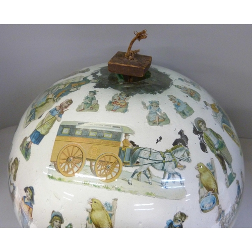 706 - A Victorian decoupage glass globe ceiling light **PLEASE NOTE THIS LOT IS NOT ELIGIBLE FOR POSTING A... 