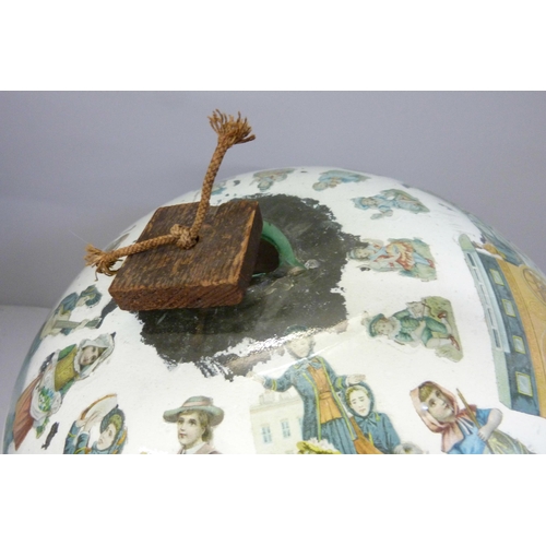 706 - A Victorian decoupage glass globe ceiling light **PLEASE NOTE THIS LOT IS NOT ELIGIBLE FOR POSTING A... 