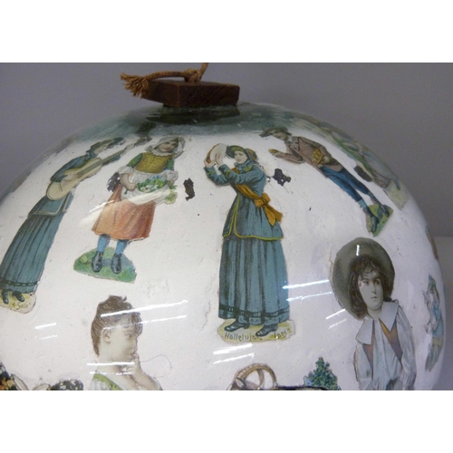 706 - A Victorian decoupage glass globe ceiling light **PLEASE NOTE THIS LOT IS NOT ELIGIBLE FOR POSTING A... 