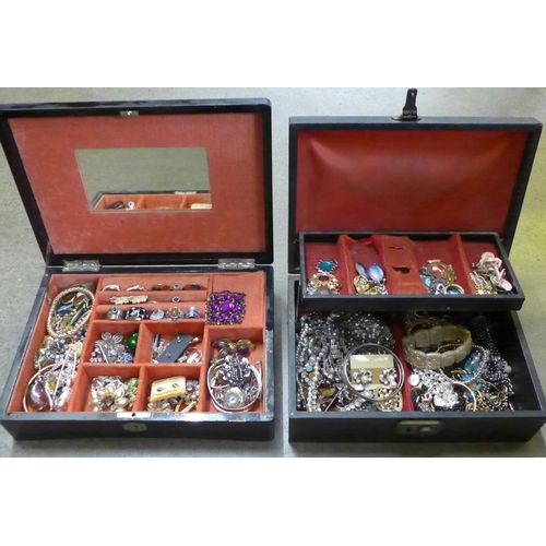 717 - Two boxes of costume jewellery