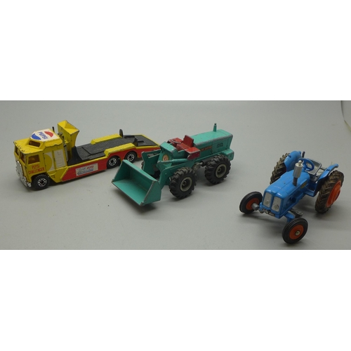 718 - A collection of die-cast model Dinky Toys and Lesney, also a Tank Transporter box only