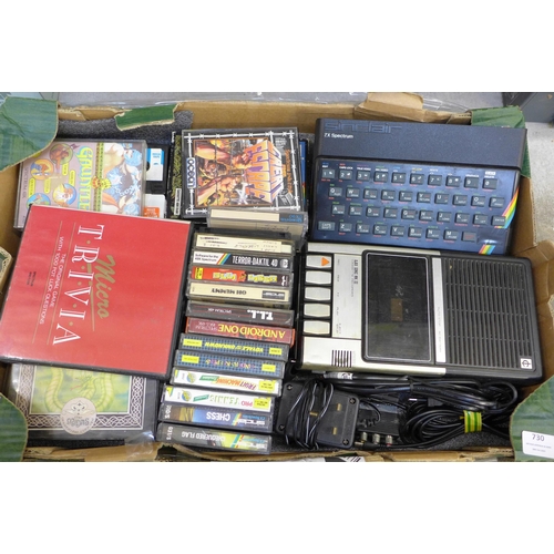 730 - A ZX Spectrum, games, leads, etc.