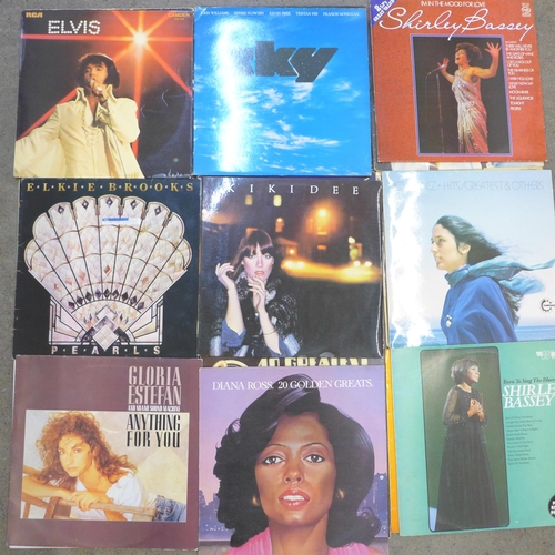 736 - A collection of LP records including Thin Lizzy, The Who, Elvis Presley, Elkie Brooks, Kiki Dee, etc... 