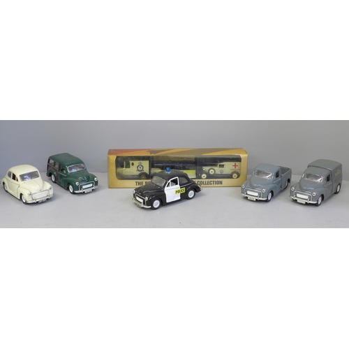 737 - A collection of die-cast Morris Minor vehicles and RFC/RAF Anniversary Collection die-cast vehicles