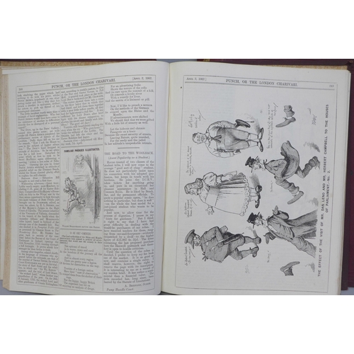 752 - Two volumes of Punch, (1902), Jan-Jun & Jul-Dec, also a volume of I See All, The World's First Pictu... 