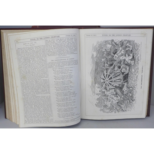 752 - Two volumes of Punch, (1902), Jan-Jun & Jul-Dec, also a volume of I See All, The World's First Pictu... 