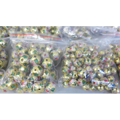 757 - 450 cloisonné enamel beads for stringing, 12mm and 15mm