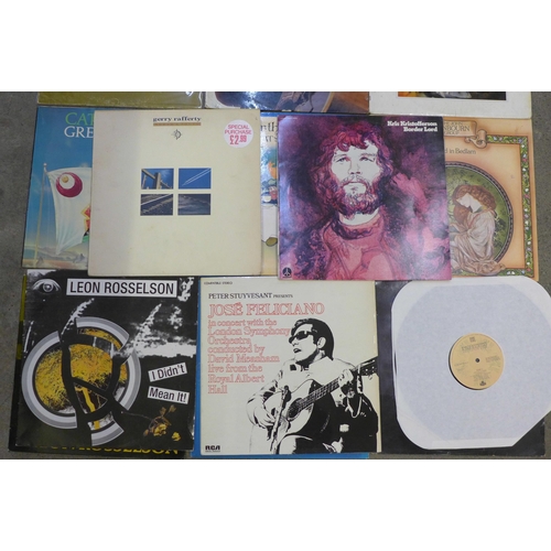 761 - Twelve LP records, mostly singer/songwriter, artists include Joni Mitchell, Bob Dylan, Cat Stevens a... 