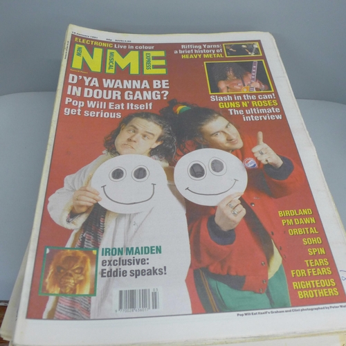 782 - A collection of NME newspapers, complete year, 1990-1