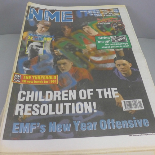 782 - A collection of NME newspapers, complete year, 1990-1