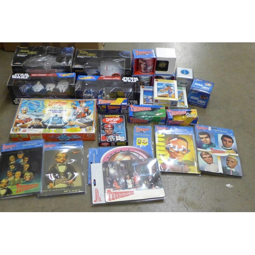 786 - A collection of Captain Scarlet, Star Trek and Thunderbirds toys, etc., mainly boxed