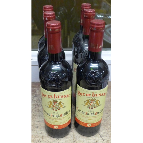 797 - Six bottles of Roc de Lussac, 2010, Lussac Saint-Emilion, Grand Vin de Bordeaux (cellar stored)