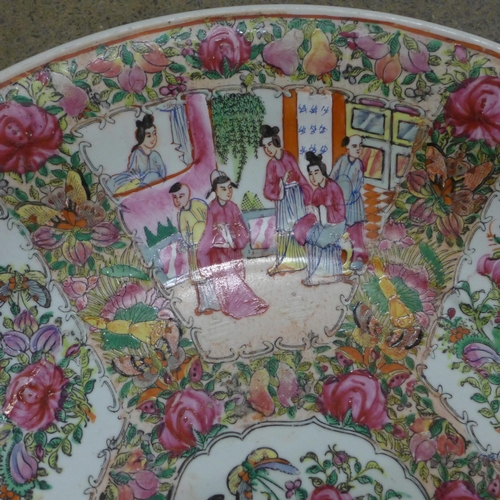 798 - A Chinese export 19th Century famille rose charger with six character mark to base, 46cm