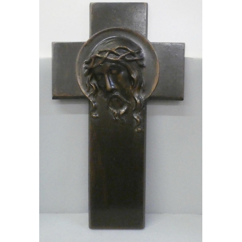 805A - A crucifix with 'bronzed' finish, 34.5cm wide