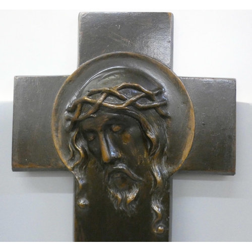 805A - A crucifix with 'bronzed' finish, 34.5cm wide