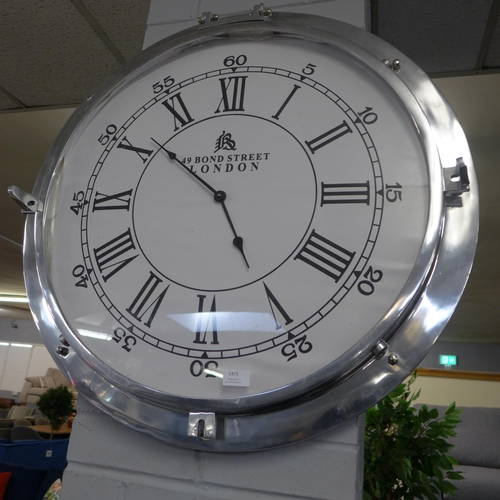 1475 - A large silver Bond Street, London wall clock