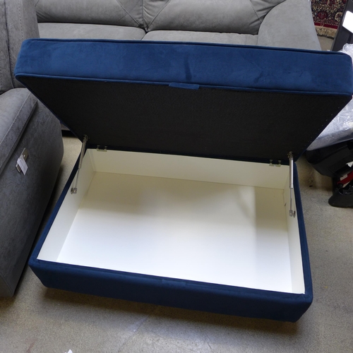 1521 - A Barker and Stonehouse blue velvet upholstered ottoman footstool