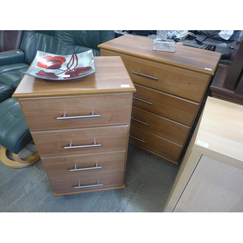 1600 - Two teak effect four drawer chests