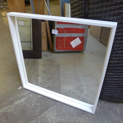 1635 - A square white framed mirror