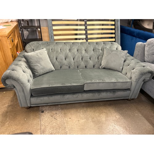 1337 - A Bordeaux 3 seater 'steel' grey velvet buttonback sofa, original RRP £833.33 +VAT (4188-6) *This lo... 