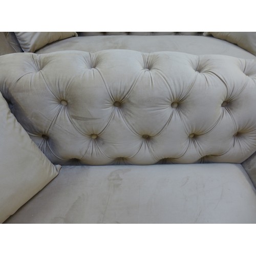 1375 - A Newport brushed gold buttoned velvet three and two seater sofa * This lot is subject to VAT