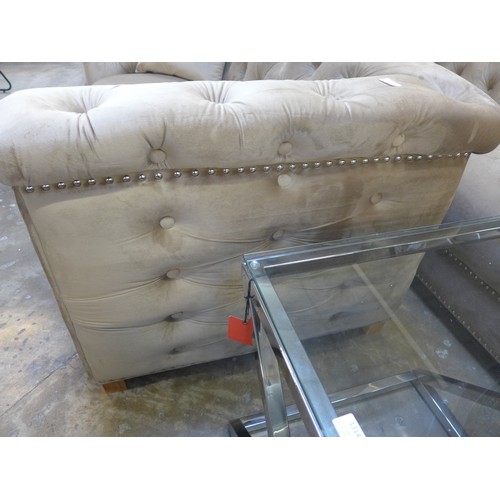 1375 - A Newport brushed gold buttoned velvet three and two seater sofa * This lot is subject to VAT