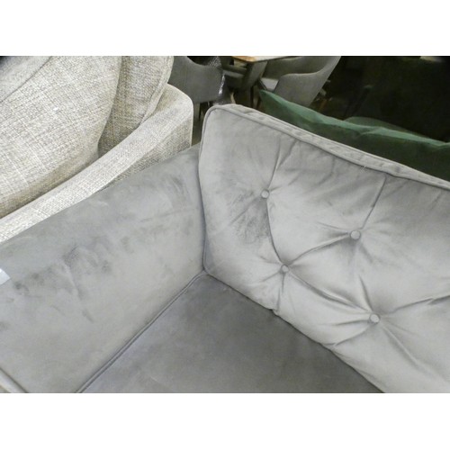 1384 - A Hoxton grey velvet three seater sofa RRP £799