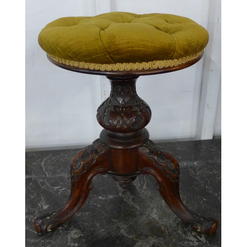 102 - A Victorian mahogany and upholstered piano stool