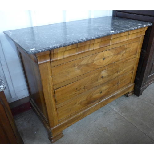 103 - A 19th Century French fruitwood and marble topped commode